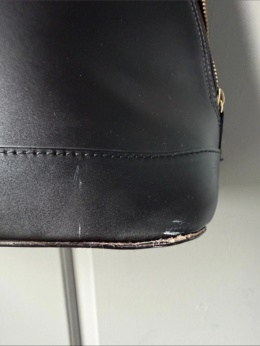 Alberta Di Canio Black Leather Dome Satchel